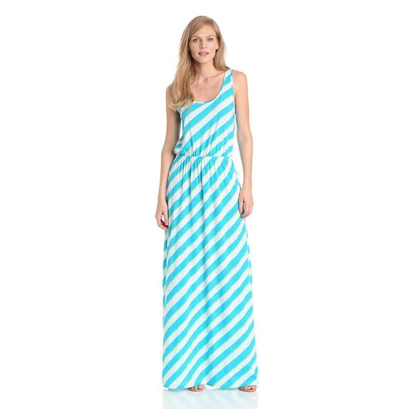 LILLY PULITZER Womens Sz XS Tria Blue White Roper Stripe Maxi Sleeveless Dress